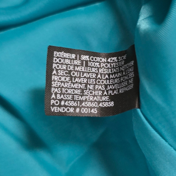 Club Monaco Skirt XS Teal Blue A Line Cotton Silk Casual Metallic Above Knee - Picture 5 of 8